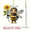 Flat Surface Acrylic Pendant With Cartoon Bee Holding Sunflower Design Decor For