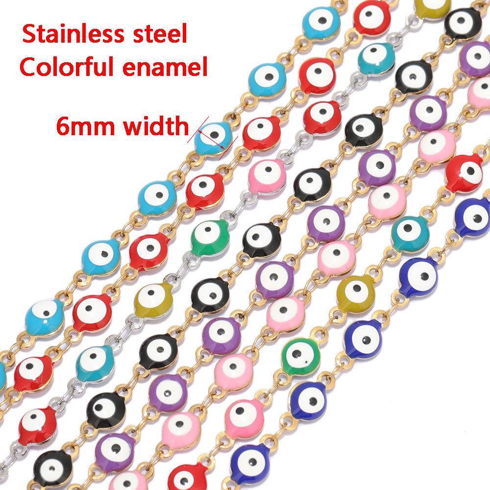 Colorful Stainless Steel Evil Eye Chain for DIY Jewelry: Bracelets & Necklaces