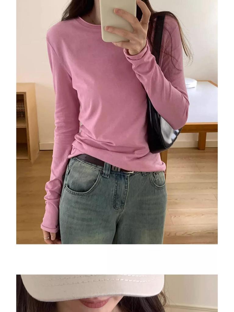 2025 New Slimming Round Neck Long-Sleeve Top for Women