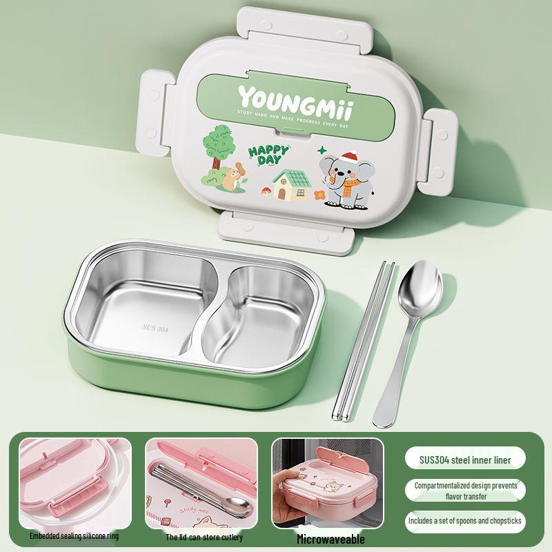 304 Stainless Steel Insulated Bento Box - Student Lunchbox with Food Compartments