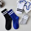 Fashion Striped Mens Socks Casual Streetwear Black White Sports Socks Men Male Cotton Breathable Hip Hop Skateboard Long Socks