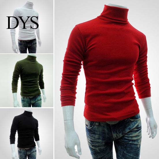 Herren Herbst Einfarbig Langarm Rollkragen Gestricktes Schlankes Unterhemd