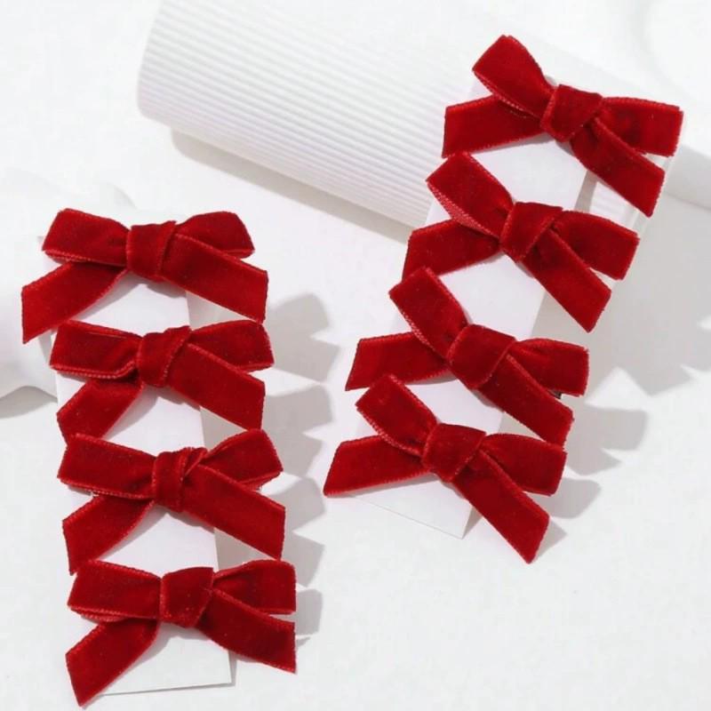 Women's Red Bow Cherry Hairpin Side Clip – Elegant Hair Accessory