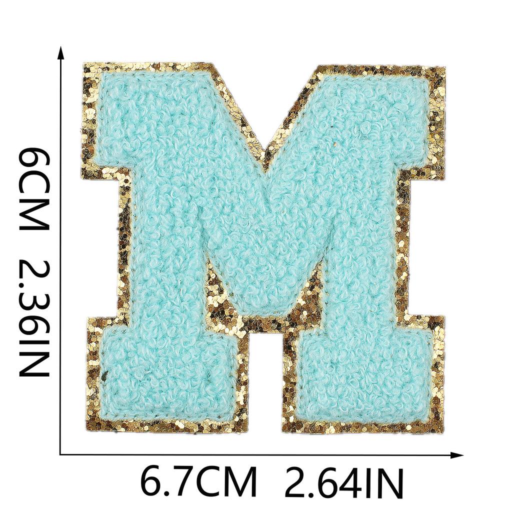 6Cm Towel Embroidery Lake Blue English Letter Embroidery Cloth Sticker Bag Decoration Patch Sticker Ironing Number Sticker
