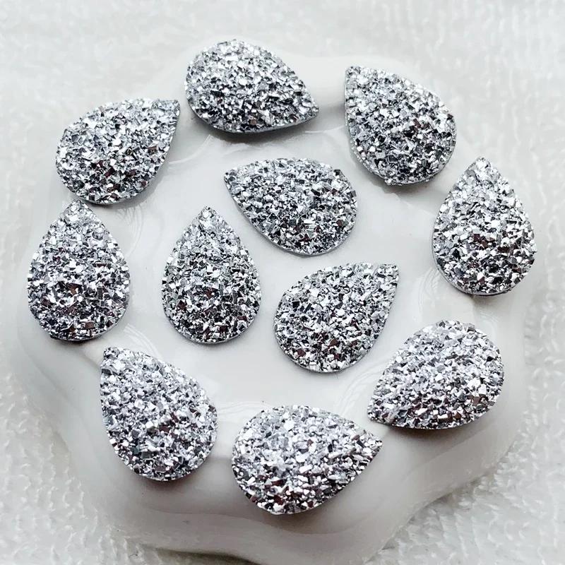 20pcs 11.5*17mm Natural ore Style Flat back Resin Rhinestones Cabochons For Bracelet Earrings accessories -HA77