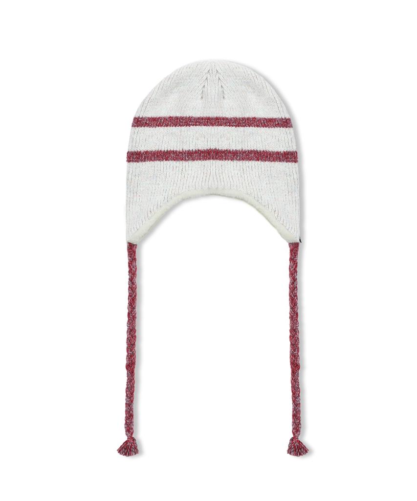 GLACK Gc069 Striped Earflap Beanie (Ivory)