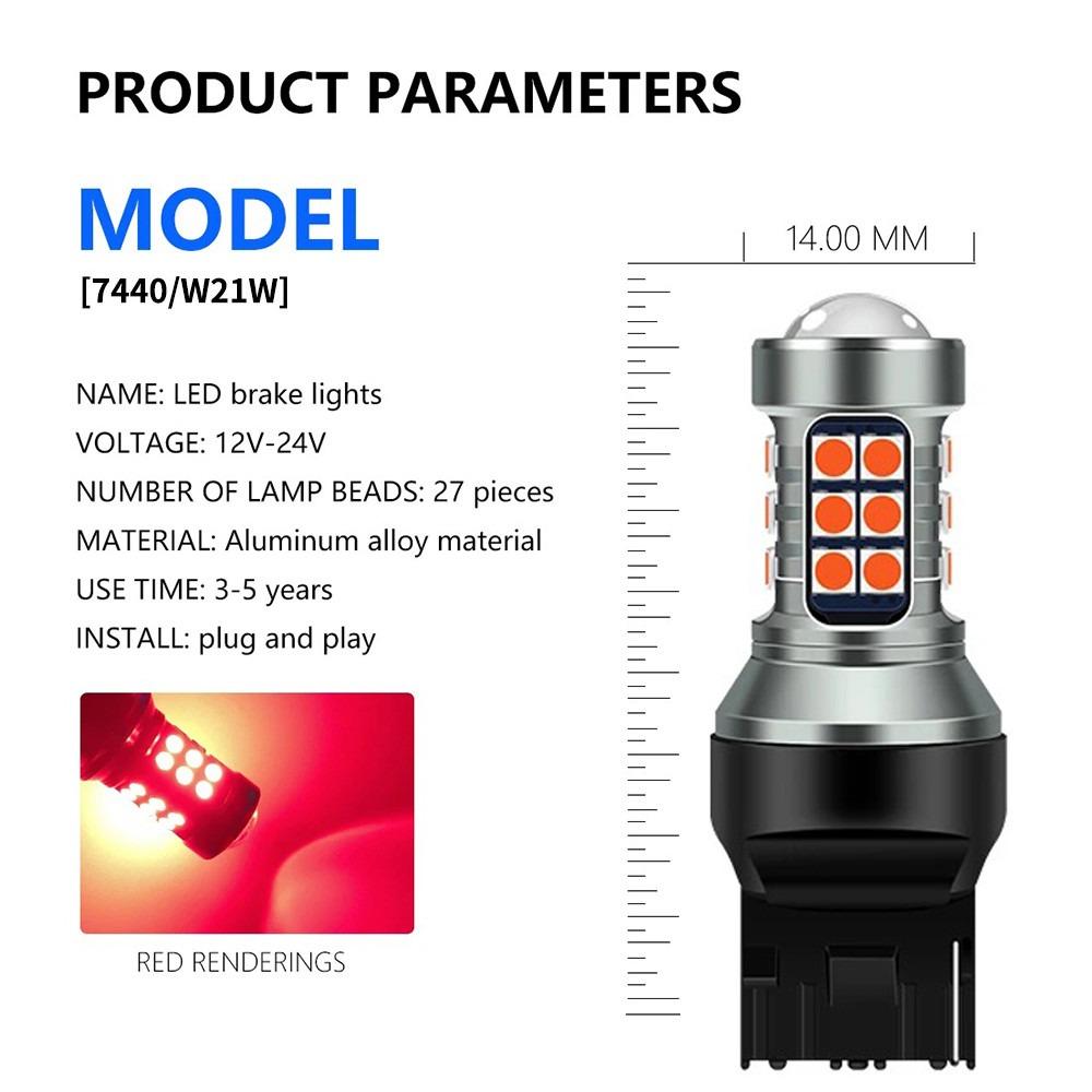 Ultra Bright 1156 P21W LED Brake Light Bulbs with 27 SMD 3030 Chips - 360° Red Illumination for Maximum Road Safety