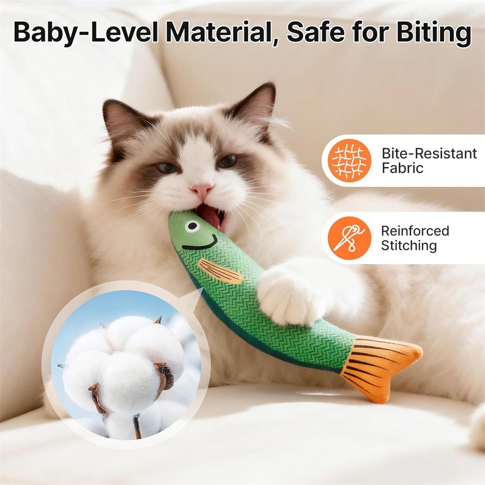 3 Creative Cat Toys, Fish-Shaped Design, Chew-Resistant, Catnip, Pet Chewing Toys, Pet Interactive Supplies, Small Cat Gifts
