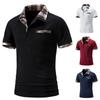 Summer Men's Casual Loose Short Sleeve T-shirt Men's Plaid Color Matching Lapel Polo Shirt
