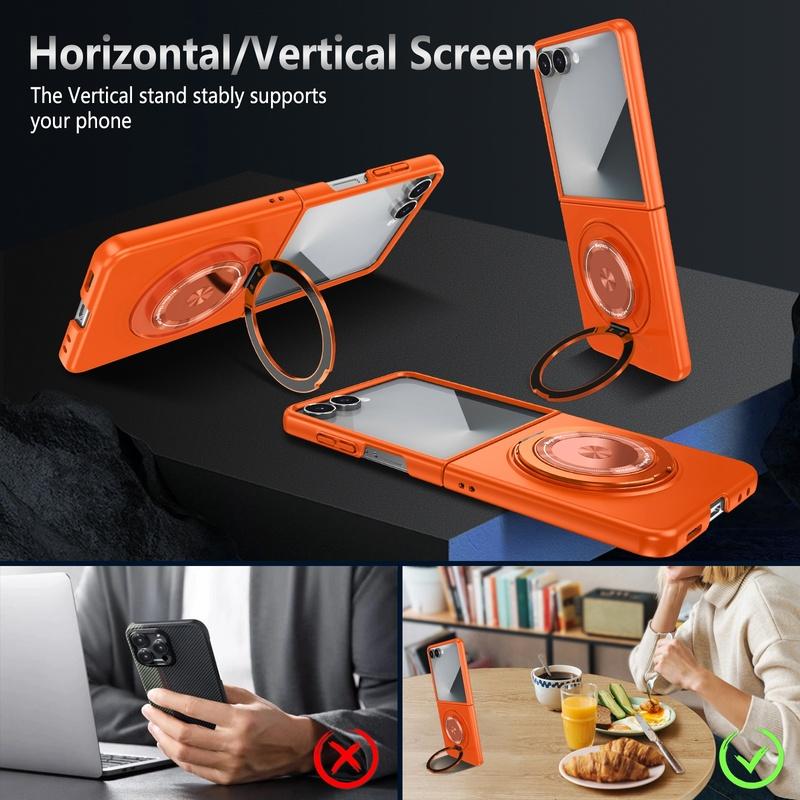 Luxury Military Armor Solid Color Magnetic 360 Bracket Phone Case for Samsung Galaxy Z Flip 8 7 6 5 4 3 5G for Magsafe Cove