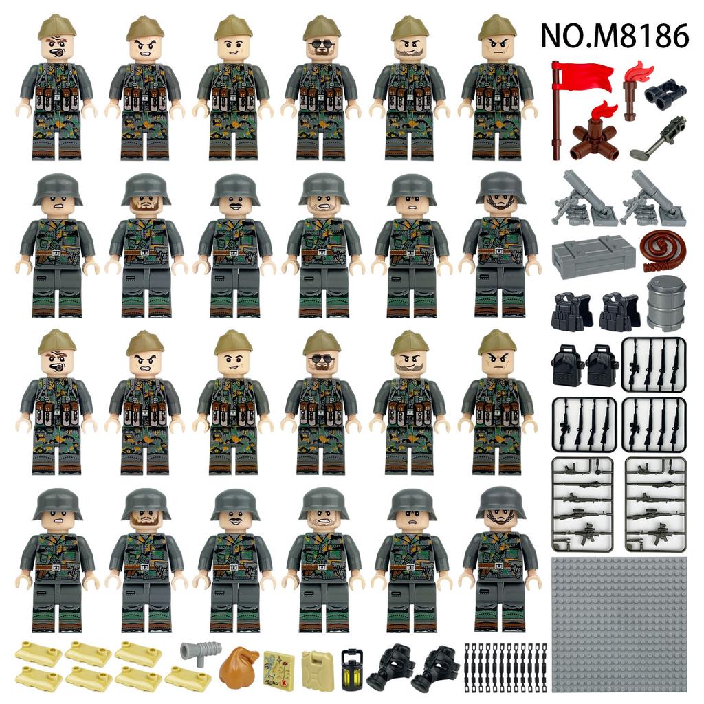 Deutsche Gebirgsdivision Phalanx Minifiguren M8217 Kinder Zusammenbauen Kleine Teilchen Baustein Spielzeug Waffenbox