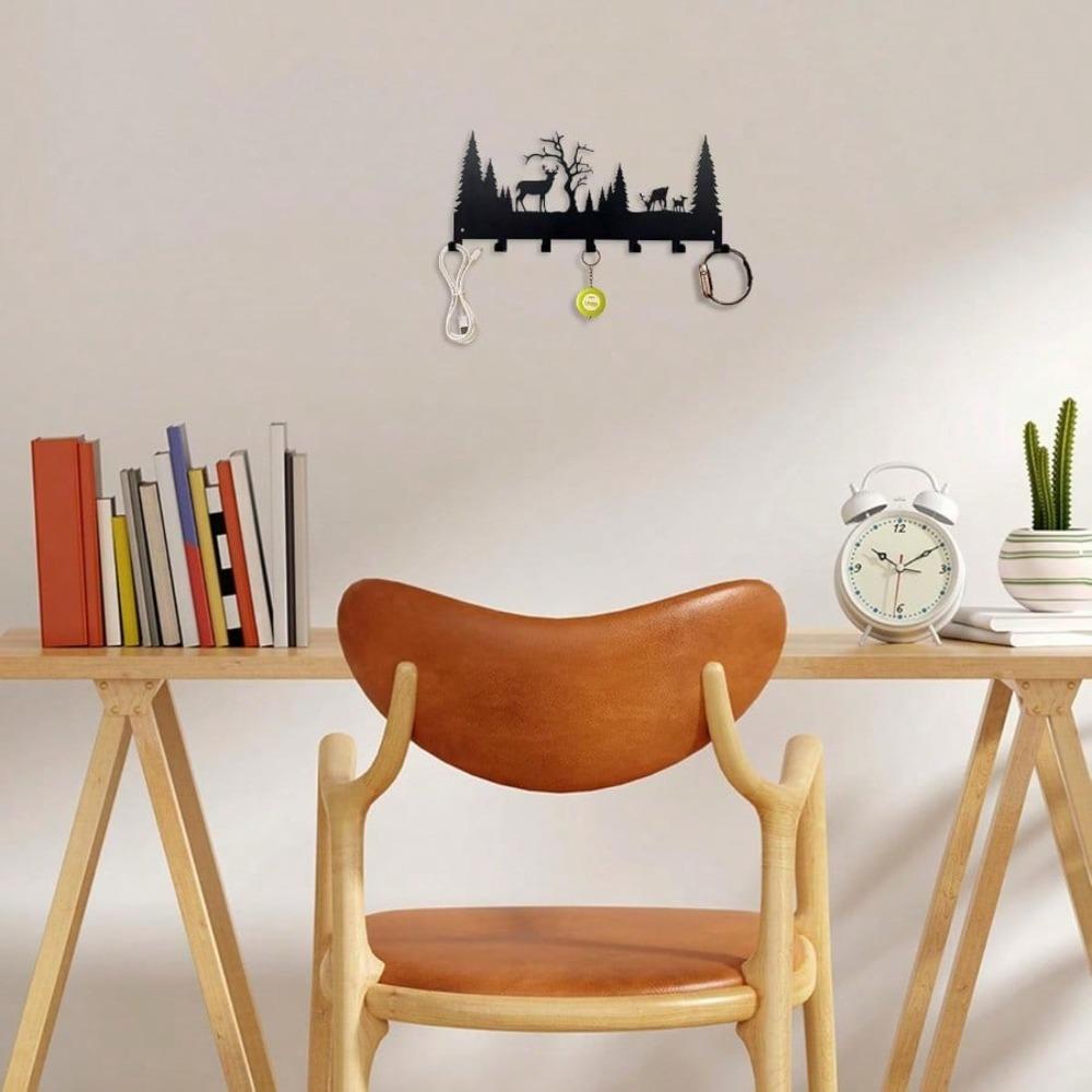 Black Metal Deer Antler Hook for Hanging Mugs Towels Keys Bags Home Decor