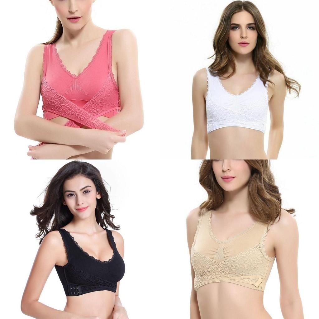 Women Lady Sexy Front Cross Adjustable Side Buckle Lace Vest Wireless Sport Bra For Ultimate Comfort And Style