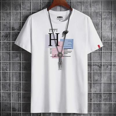 Men's Trendy Casual Short-Sleeve Round Neck T-Shirt – Youthful Style, Large Sizes Available