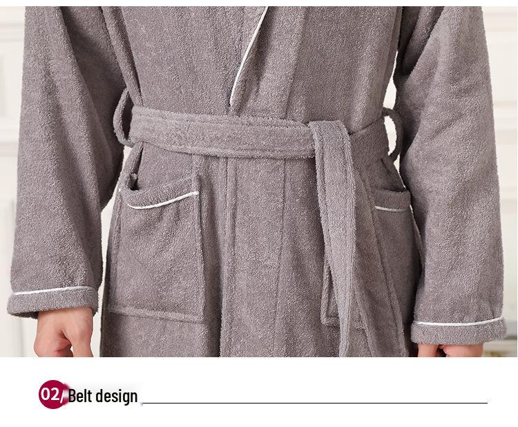 Unisex Cotton Bathrobe: Absorbent Towel Material for Home, Hotel, Spa & Sauna