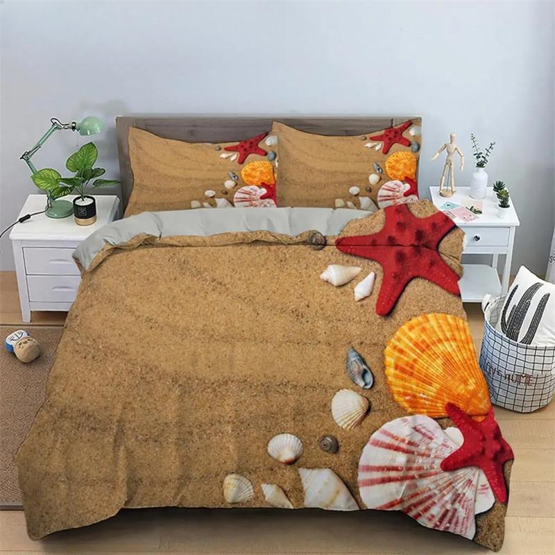 Seaside Beach 3D Duvet Cover Bedding Set Comforter Linen Pillowcases Quilt Cover Home Decor Single Double Twin King Queen