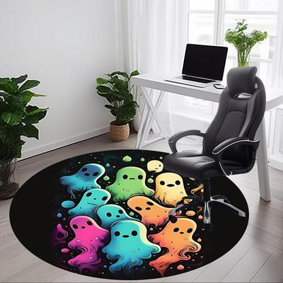 1 Stück geisterhafte Farben Büro runder Teppich, Indoor-Matte geeignet für Büro, unter Bürostühlen Schlafzimmer Wohnzimmer Heimdekoration, Raumdeko