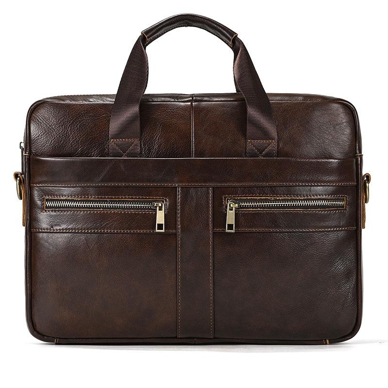 Men's Business Briefcase Fit 15" PC Genuine Leather Handbag Real Leather Male Laptop Handbag A4 Office Man Crossbody Bag