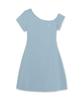 Emelbi Women'S Basic Off-Shoulder Shirred Ribbed Dress Phi (Mg.Blue)