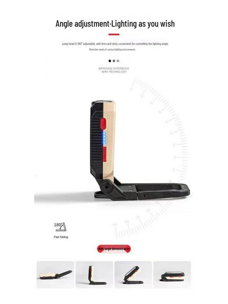 COB LED Work Light: USB Charge, Magnetic Hook, Power Display, Emergency Flashlight