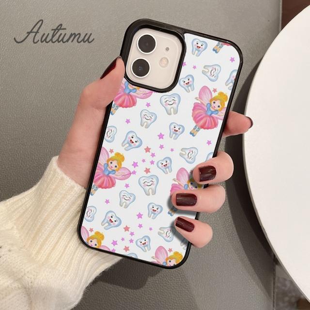 Cute Cartoon Dentist Tooth Phone Case for iPhone 11 12 13 14 Pro Max Mini XR XS SE 2020 6S 7 8 Plus Samsung Galaxy S21 S22 Cover