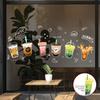 Bubble Milk Tea Window Cling Cafe Milk Tea Static Stickers Removable PVC Boba Tea House Decals for Milk Tea Shops Coffee Shops Bakeries