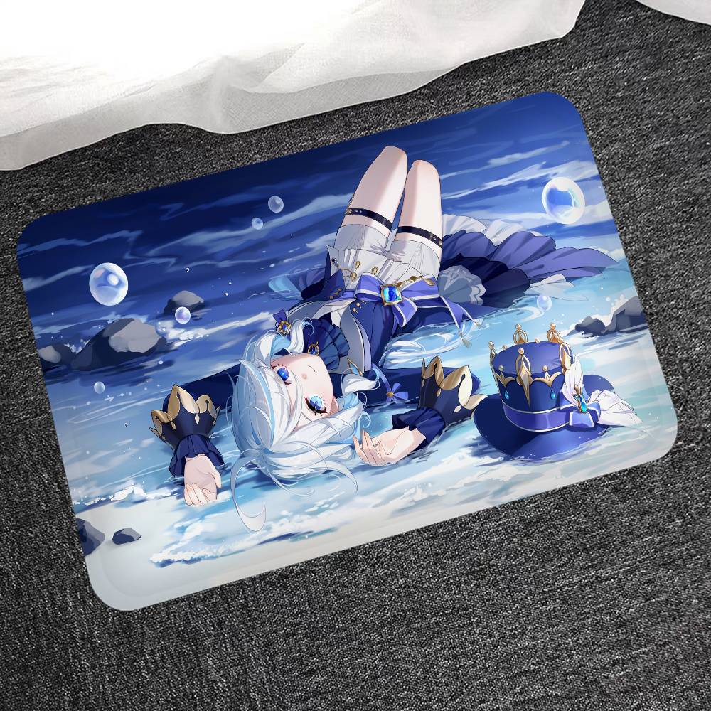 HD New Pretty Genshin Impact Furina Anime Entrance Door Mat Nordic Style Home Doormat Bathroom-Toilet Mats Bedroom Decor Mat