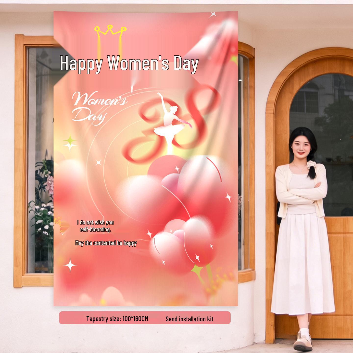 Women s Day March 8th Background Props: Festival Decoration & Photo Hanging Scene
