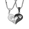 I Love You  1 Pair Mens and Men Stainless Steel Chain Black Heart Love Necklaces for Couples
