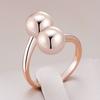 Unique Glossy Double Ball Ring For Women Simple  Rose Gold Color High Quality Retro Ethnic Bride Daily Jewelry
