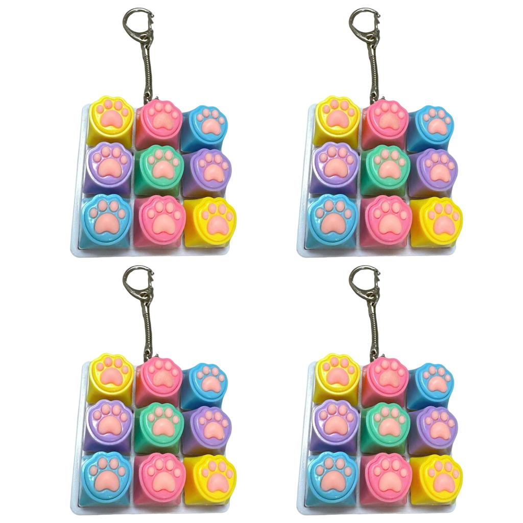 Cat Paw 9-in-1 Sound Fidget Keyboard Clicker W/ Keychain Portable Keyboard Clicker Fidget for Adults and Kids
