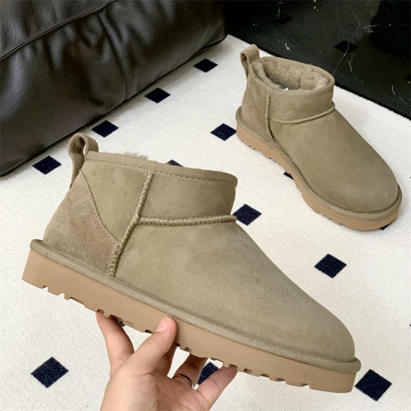 Schneestiefel Damen Winter neu Schaffellfell integriert kurzer Schaft gestapelt verdickt warm Wolle Schnee Baumwollschuhe