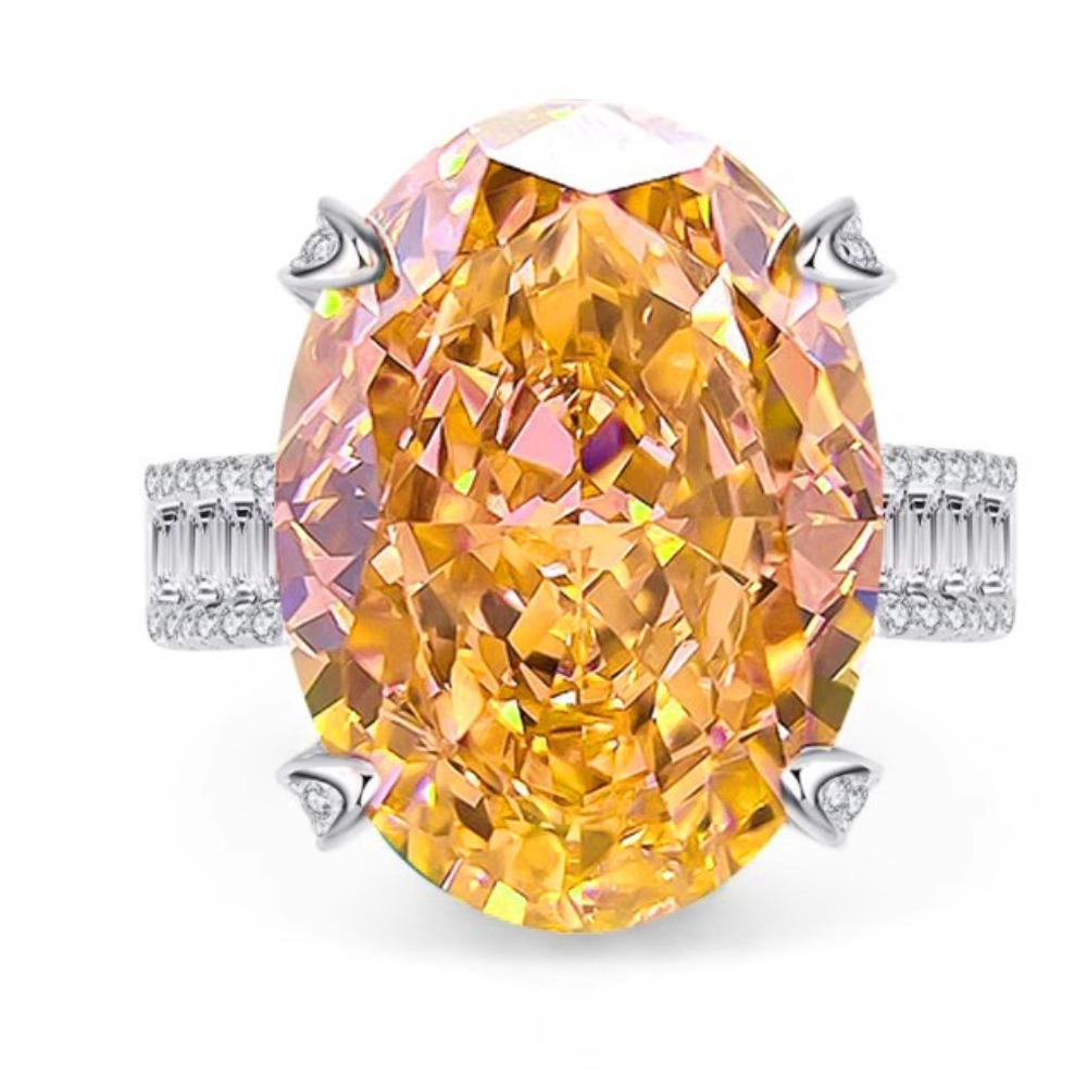 Luxuriöser Überdimensionierter Funkelnder Taubenei Ring Padparadscha und Lila Kunzit Eisgeschliffener Ring für Damen