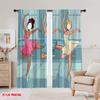 2Pcs,2D Plane Printing Minimalist Curtains Female Dance Polyester Woven (Without Rod) Home Decor Perfect For Bedroom, Office,