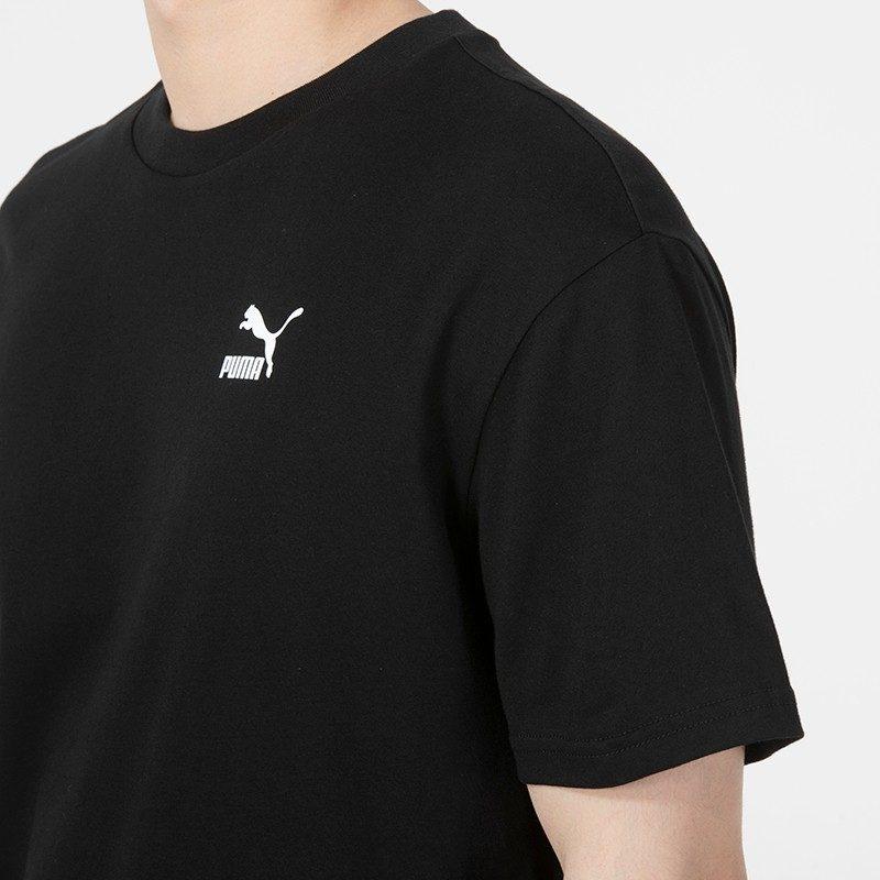 PUMA T Shirts Men's Black Crew Neck Moderate Straight Fit 536926-01