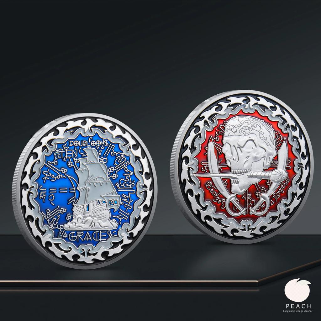 Piratskalle Minnesmynt Piratskepp Utrikeshandel Souvenir Mynt Minnesmedalj