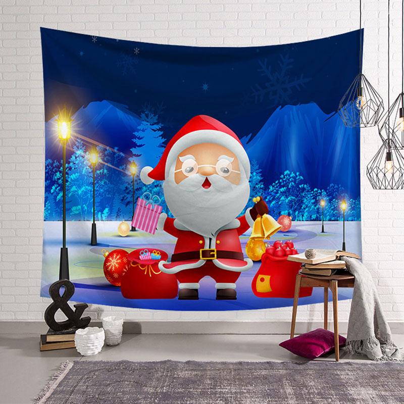 Merry Christmas Santa Claus Gift Decoration Print Pattern Tapestry Home Living Room Bedroom Decoration Wall Hanging Tapestry