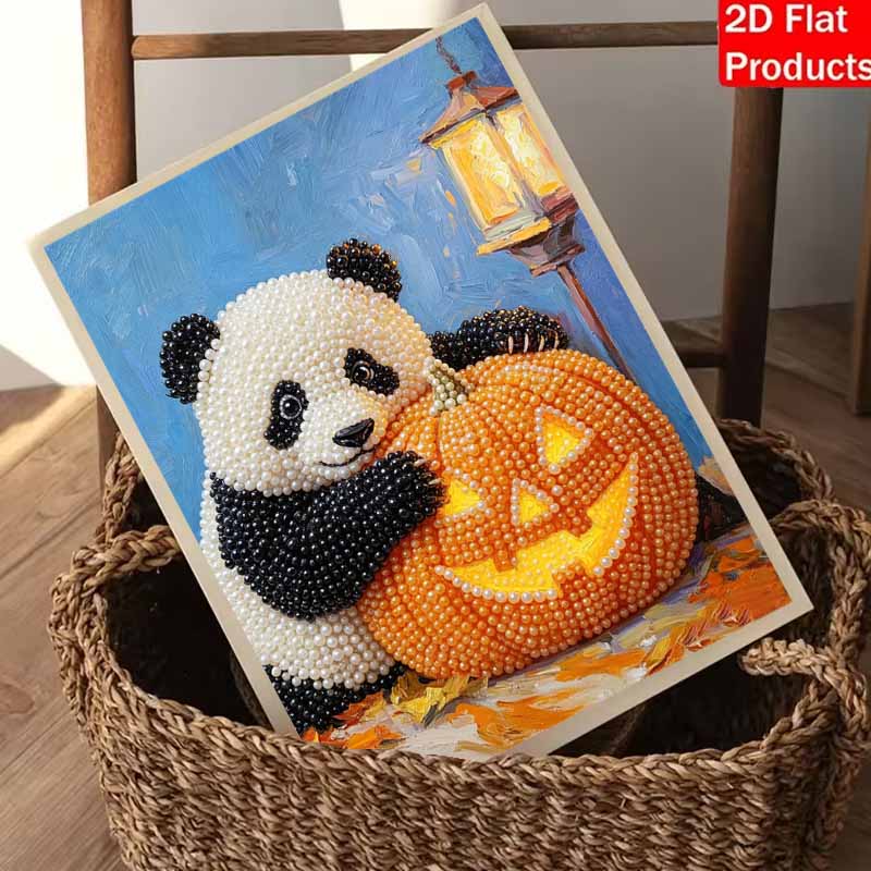 Halloween Pearl Painting Handmade Diy Art Panda Pumpkin Lantern Pearl Home Decoration Painting