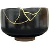 Ale-net Matcha Bowl, W12 x D12 x H7.7cm, Yuzu Tenmoku Kintsugi Style, Mino Ware, Made in Japan