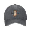 Süße Katze hebt Hantel Baseballkappe Cartoon Fitnessstudio Fitness Papa Hut Verstellbar Baumwolle Lässige Kappe