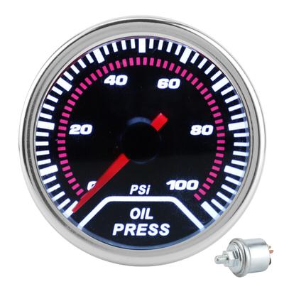 Misuratore di pressione dell'olio a LED da 52 mm2 pollici, 0-100 PSI, con sensore, adatto per auto da 12 V e 468 cilindri.
