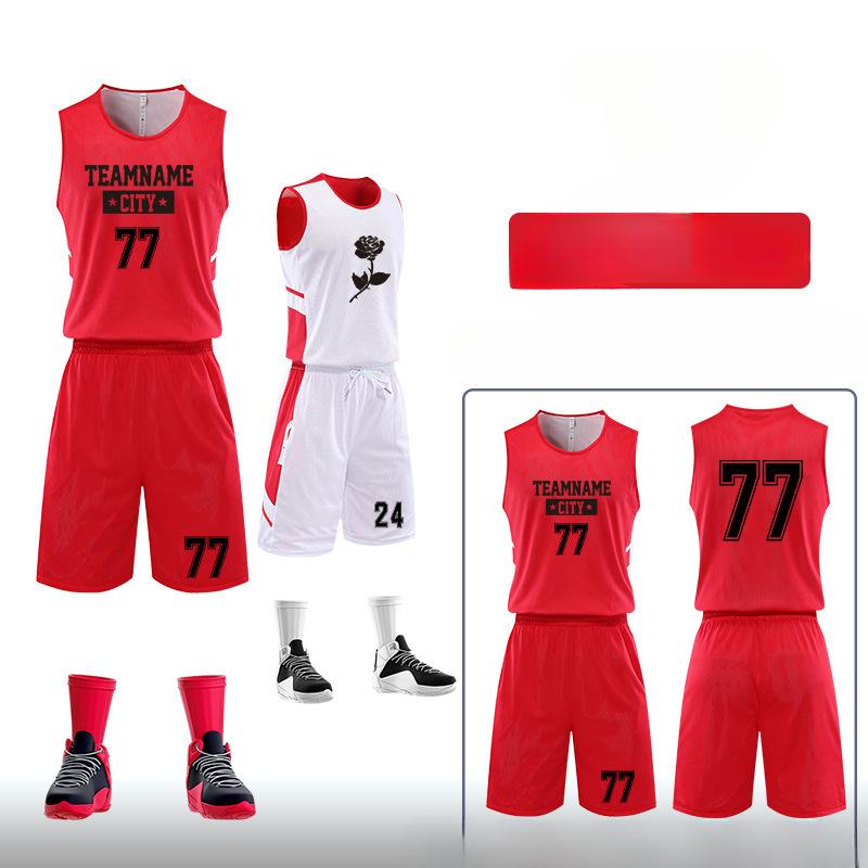 Oboustranný basketbalový dres pro muže, síťovina, prodyšný, oboustranný, basketbalový dres s potiskem, tréninková herní týmová uniforma