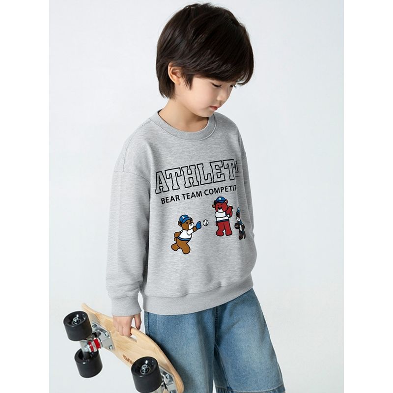 Children's Brand Export Clothing, Children's Fleece-Lined Sports Sweatshirt with Cartoon Bear, New Autumn and Winter Style for Boys and Girls Students