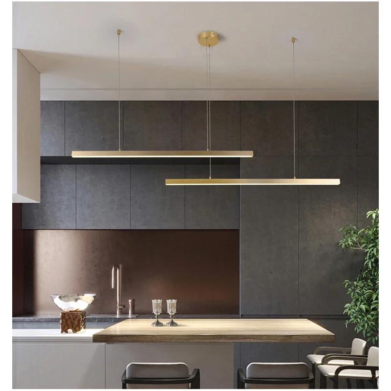 Lamp Modern Minimalist LED Chandelier ,Linear Kitchen Island Pendant Lighting For Dining Table Living Room Bedroom