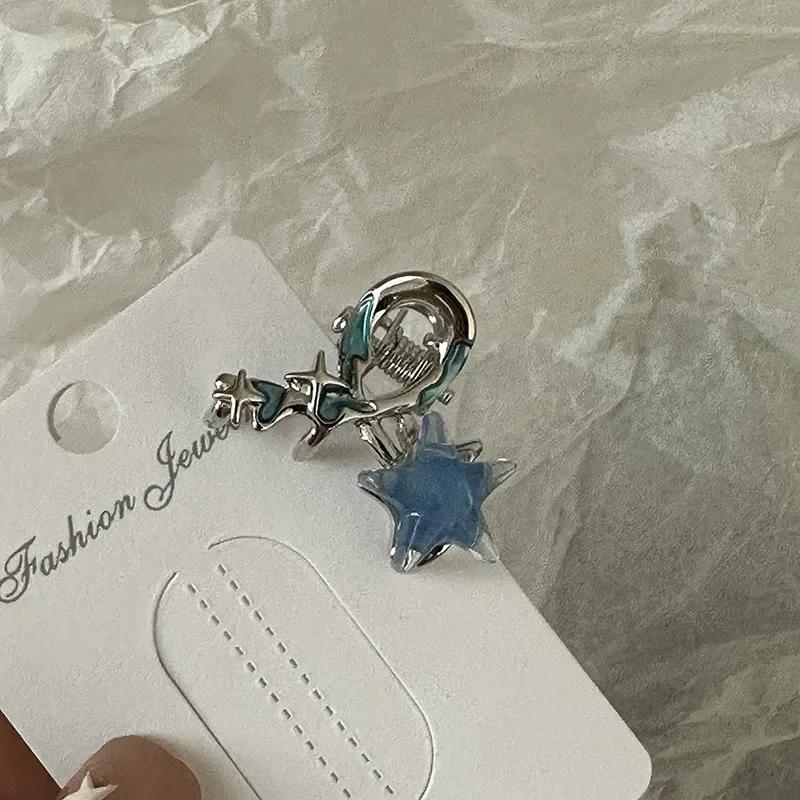 

Y2K Синий Серебряный Сплав Заколки Простые Девочки Пятиконечная Звезда Металлические Заколки Утиный Нос Заколка Заколка Боковая Заколка Аксессуары Для Укладки Волос