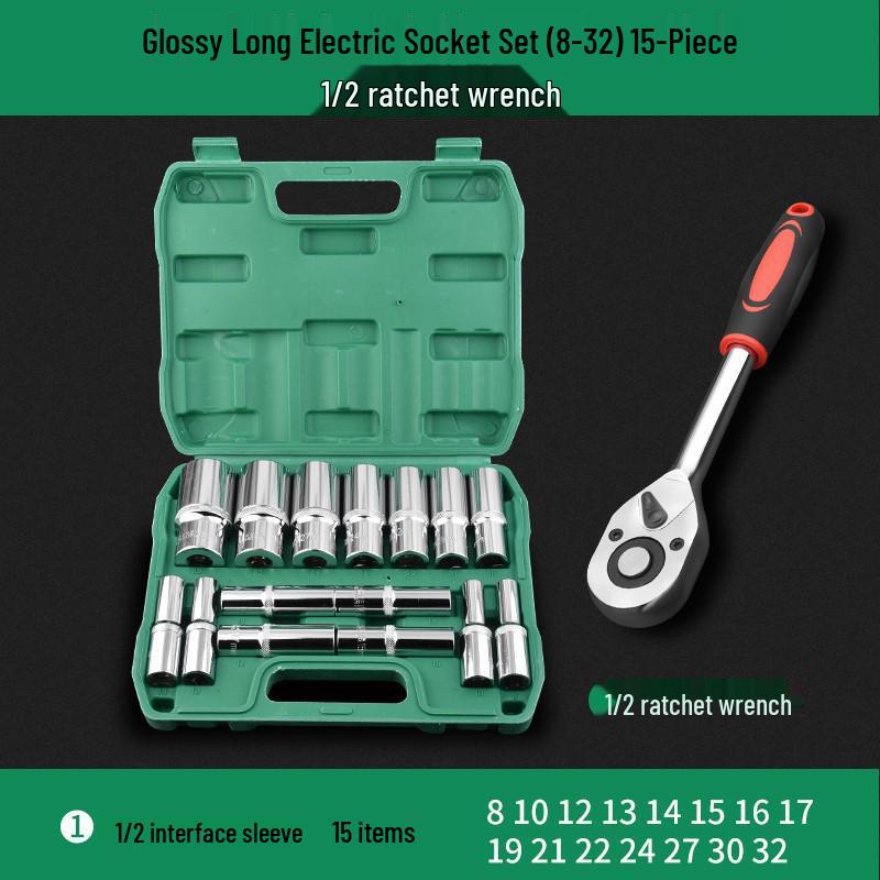 Extended Electric Hex Socket Hand Drill and Impact Wrench Tool Set