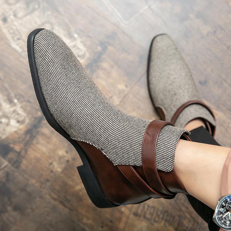 Size 38-48 Retro Classic Chelsea Boots for Men Casual Business Pointed Leather Shoes Luxury Designer Shoes Men Leather Original