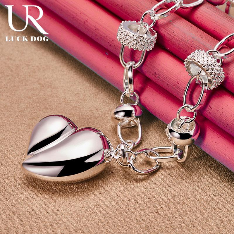 925 Sterling Silver Smooth Hollow Heart-shaped Pendant Necklace Fashionable Wedding Jewelry