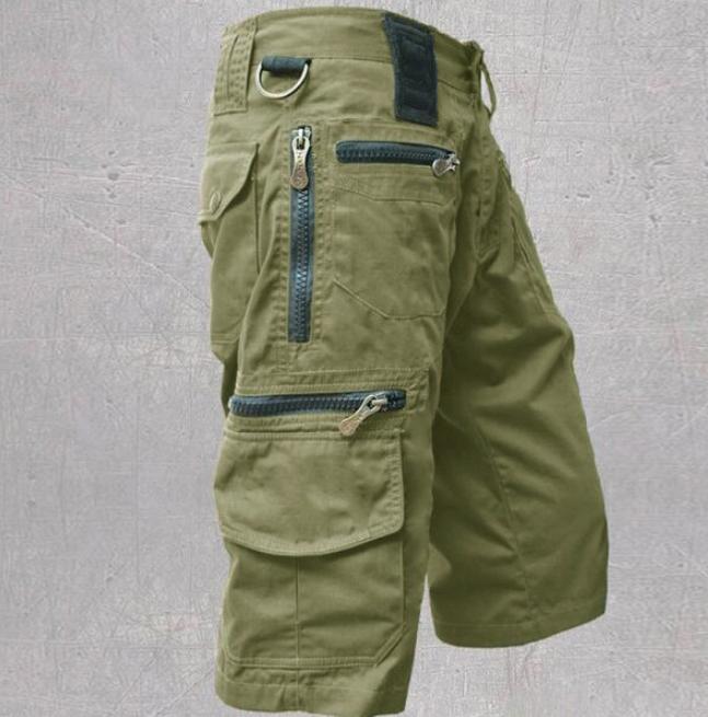 

Men Cargo Shorts Capris Loose Straight Tube Casual Multi Pocket Cotton Work Shorts 5XL зелений
