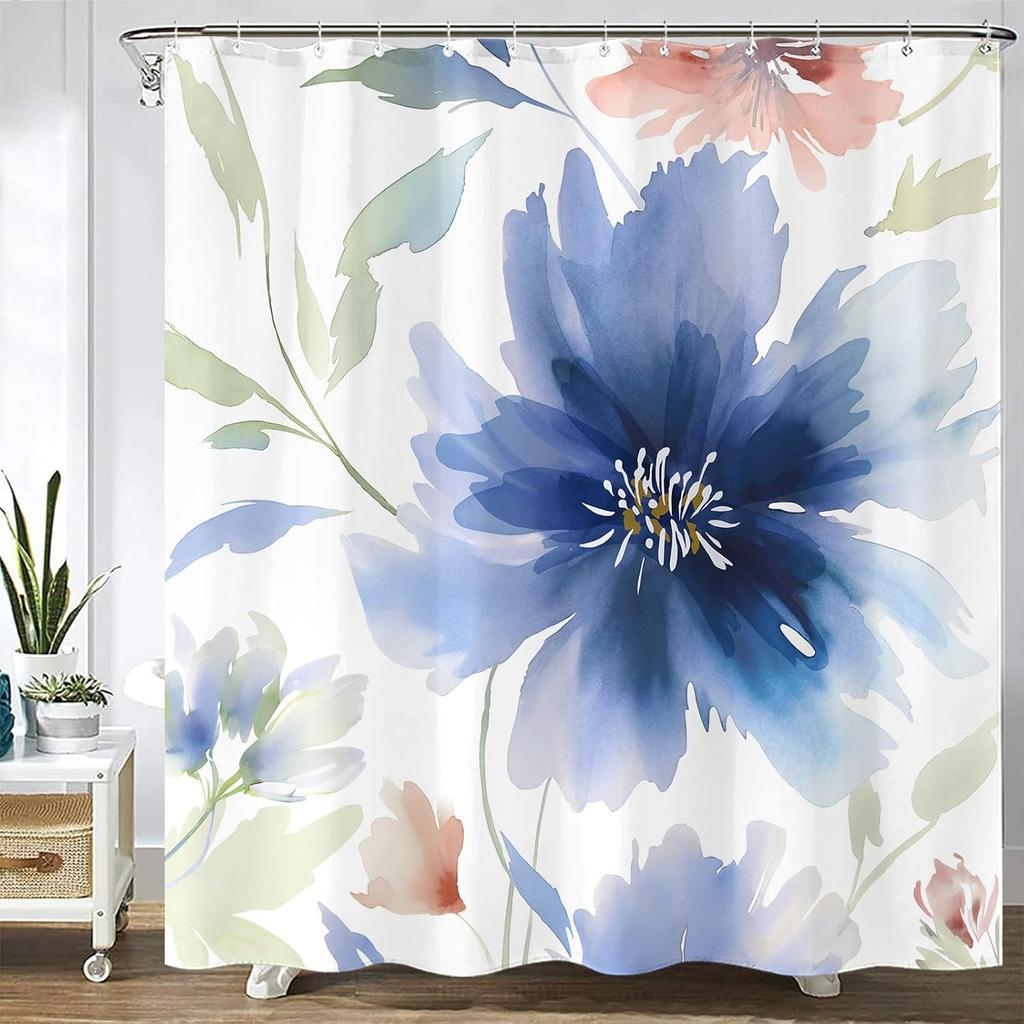 Artistic Cat Shower Curtain Set Iconic Wave Design Waterproof Bathroom Shower Curtain Japanese Art Style Print Bold Home Decor